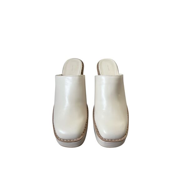 OAK + FORT PLATFORM CLOGS Mules size 6 Cream Block Heel Chunky - Picture 5 of 14